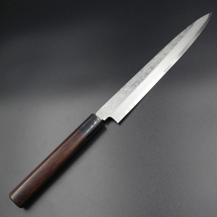 仙助 包丁 刺身包丁 柳刃包丁 ダマスカス 安来鋼青紙2号 240mm 紫檀