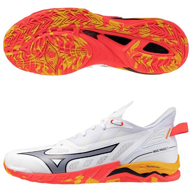 MIZUNO（ミズノ） 爆買!! ウエーブ ミラージュ 5 ホワイト×オレンジ