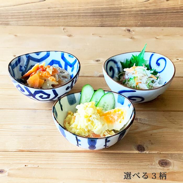 小鉢 おしゃれ 藍染め 楕円 3.5鉢 11cm 和食器 選べる3柄 和柄 鉢