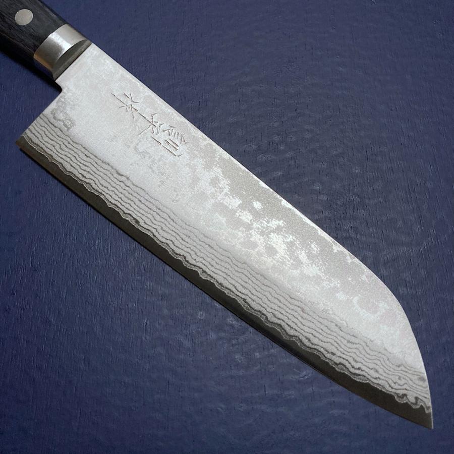 訓平作 三徳 包丁 170mm 彩流 積層ダマスカス V金10号 紺柄 ギフト