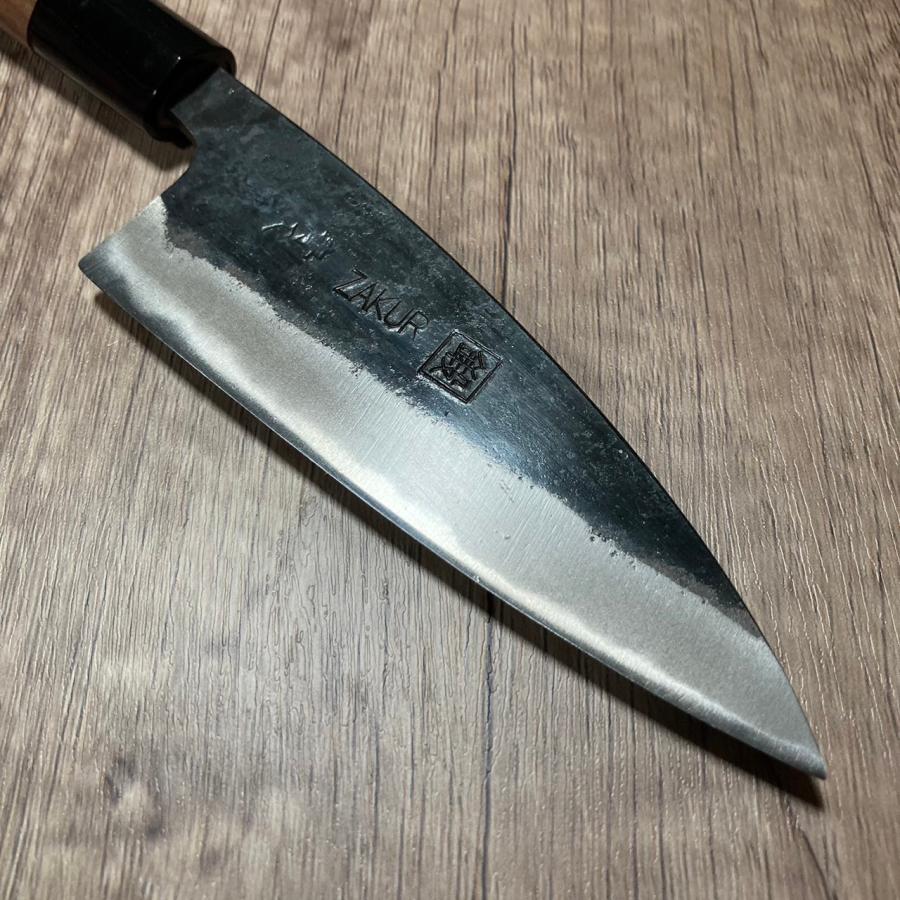 ZAKURI 小包丁 120mm 青紙ニ号 青ニ鋼 両刃 黒打仕上げ 土佐打刃物