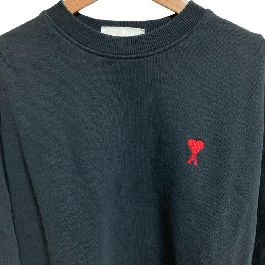 AMI PARIS アミパリ ハートロゴ刺繍 スウェットトレーナー S ブラック