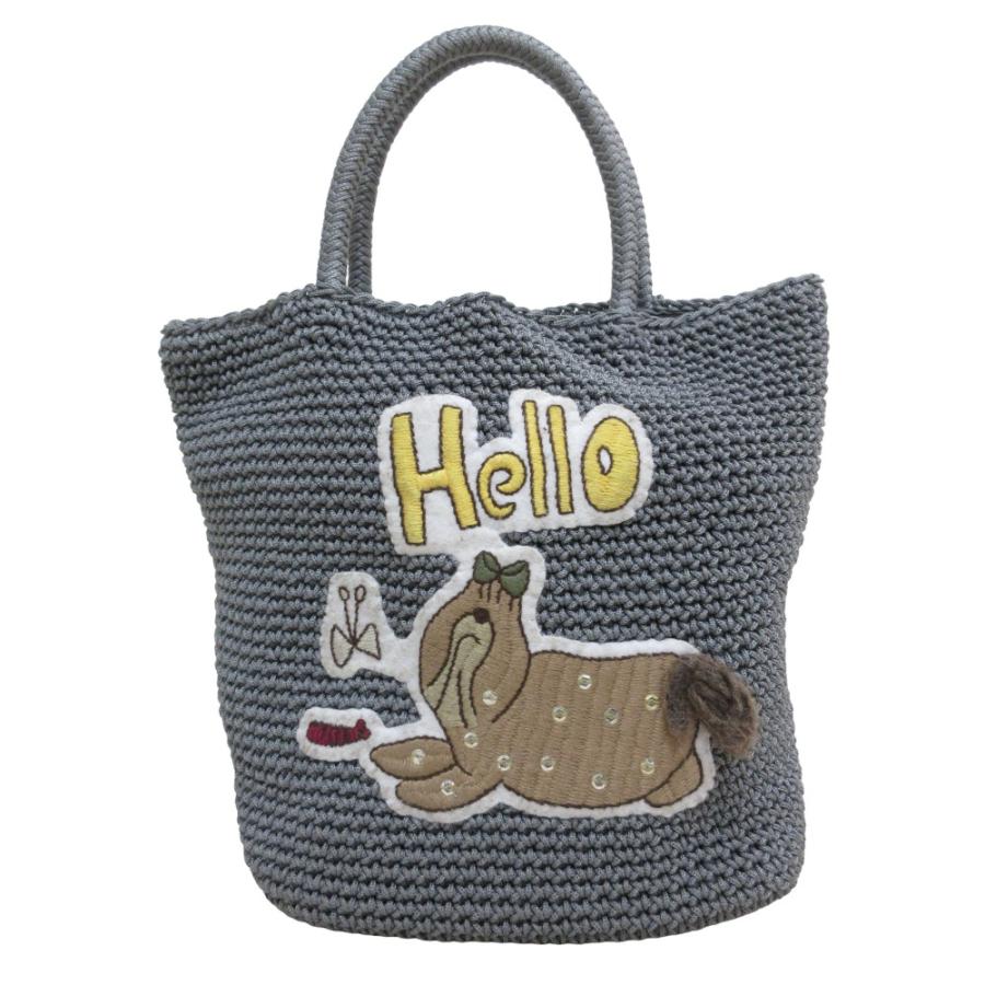 LUDLOW（ラドロー） 美品 ドッグ刺繍 カギ編み コードバッグ トート