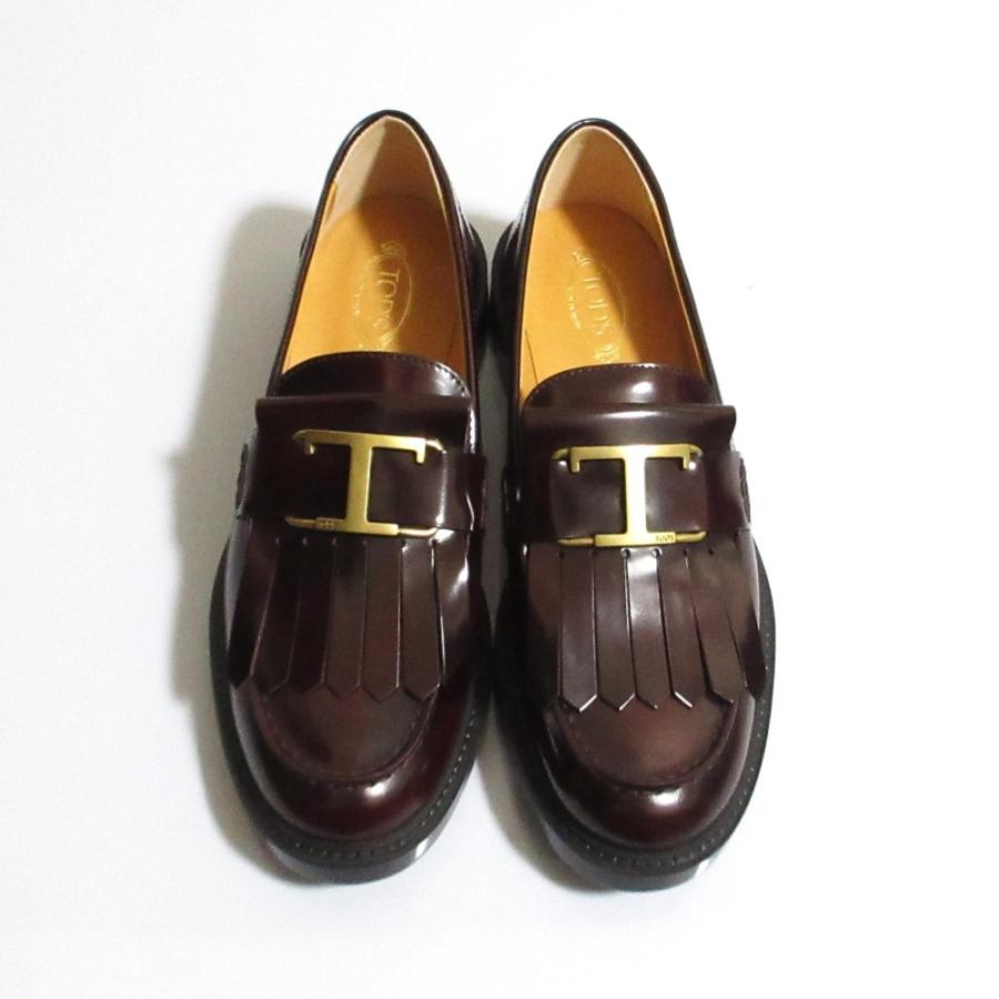 未使用 TOD'S トッズ Tタイムレス フリンジ ローファー シューズ