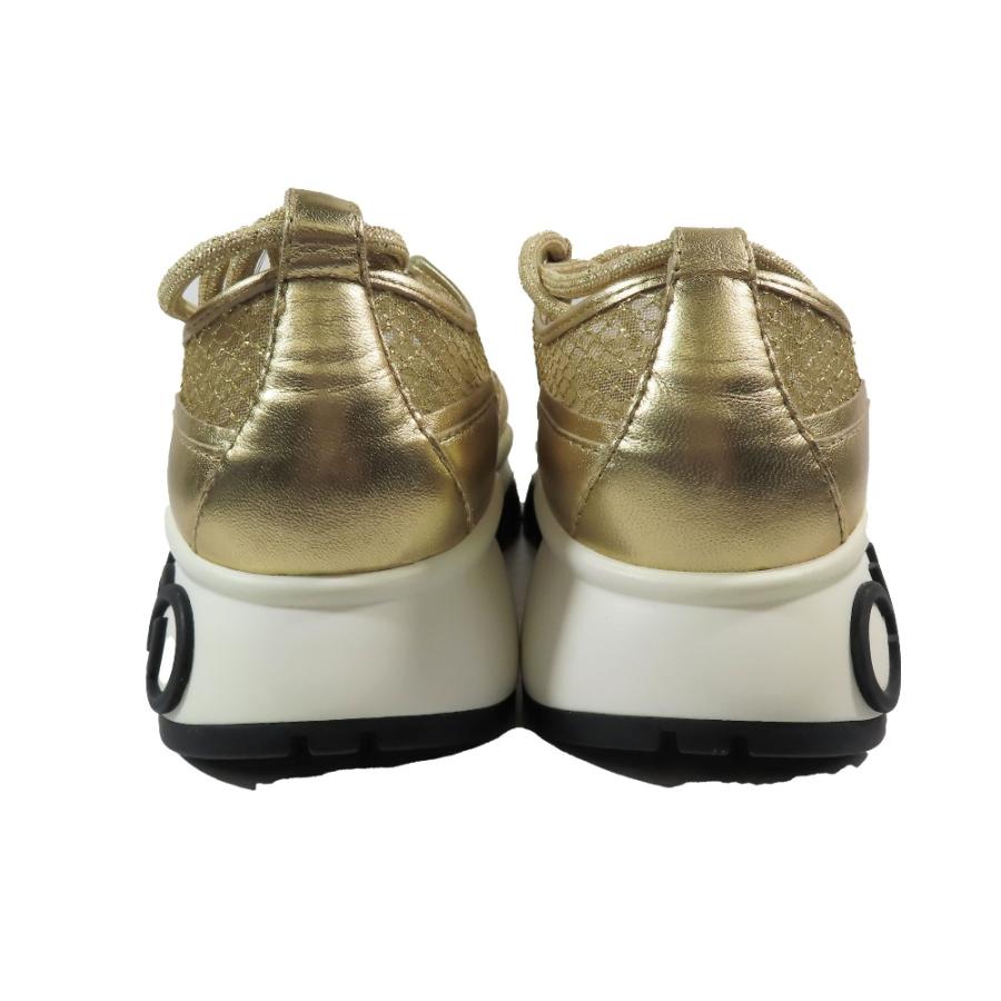 JIMMY CHOO（ジミーチュウ） 未使用 Gold Mesh Leather Sneakers
