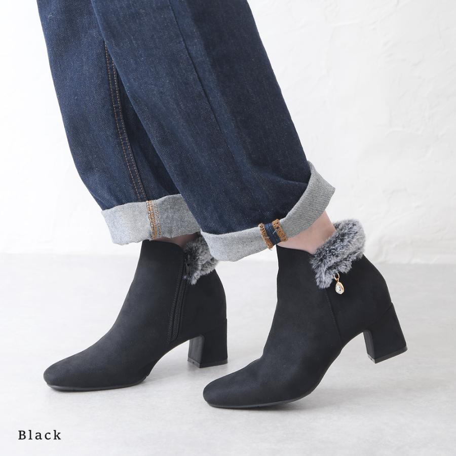 ショートブーツ レディース 太ヒール チャンキーヒール サイドジップ