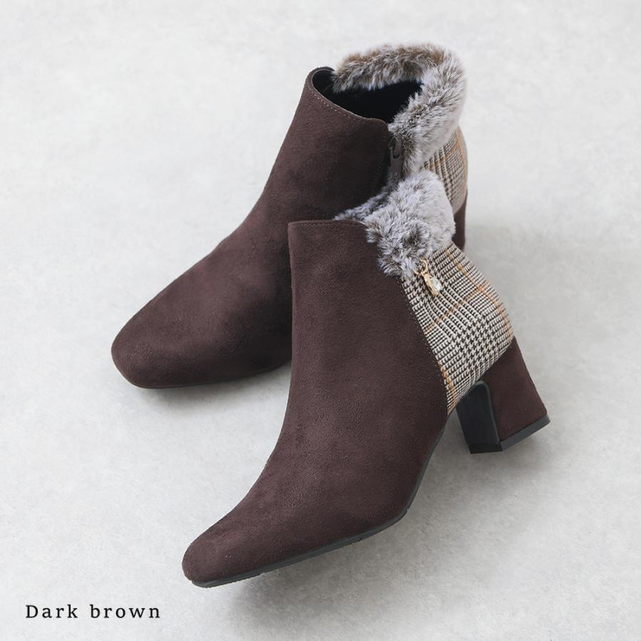 ショートブーツ レディース 太ヒール チャンキーヒール サイドジップ