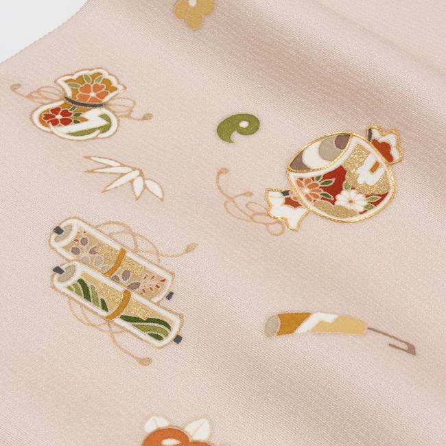 きもの 和 付け下げ 付下げ 着尺 手描き京友禅 正絹 ピンクベージュ色