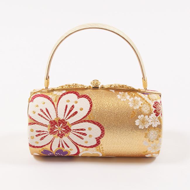 きもの 和 草履バッグセット 西陣織 帯地 和装バッグ × 草履 金 桜