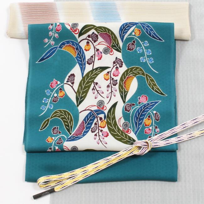 きもの 和 名古屋帯 紅型 九寸 染め帯 紋意匠地 本場琉球紅型 宮城里子