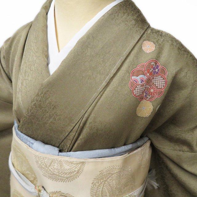 付下げ 付け下げ 訪問着 着物 未使用 正絹 袷 花の図 地模様 反端付き