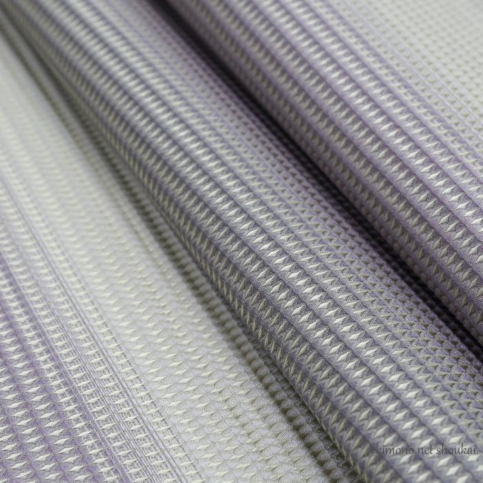 正絹 洒落袋帯 蜂巣織 超軽量全通（ライトグレー×チャコールグレー×灰