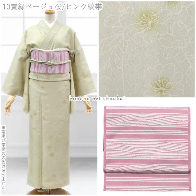 洗える着物 4点セット 袷着物 名古屋帯 帯揚げ 帯締め コーディネート