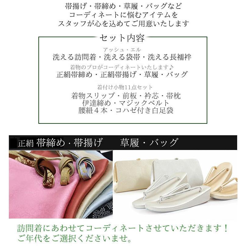 H.L（アッシュ・エル） 訪問着 フルセット 18点 洗える 着物 帯 長襦袢