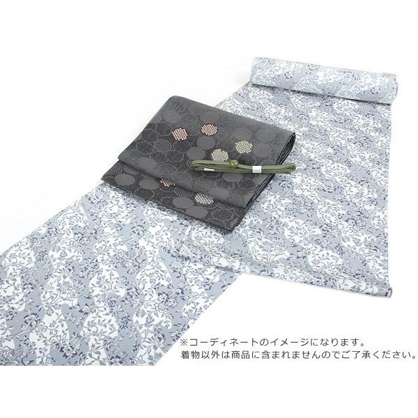 正絹 小紋 反物 丹後ちりめん 仕立て付き 単品 着物のみ グレー 白 紺