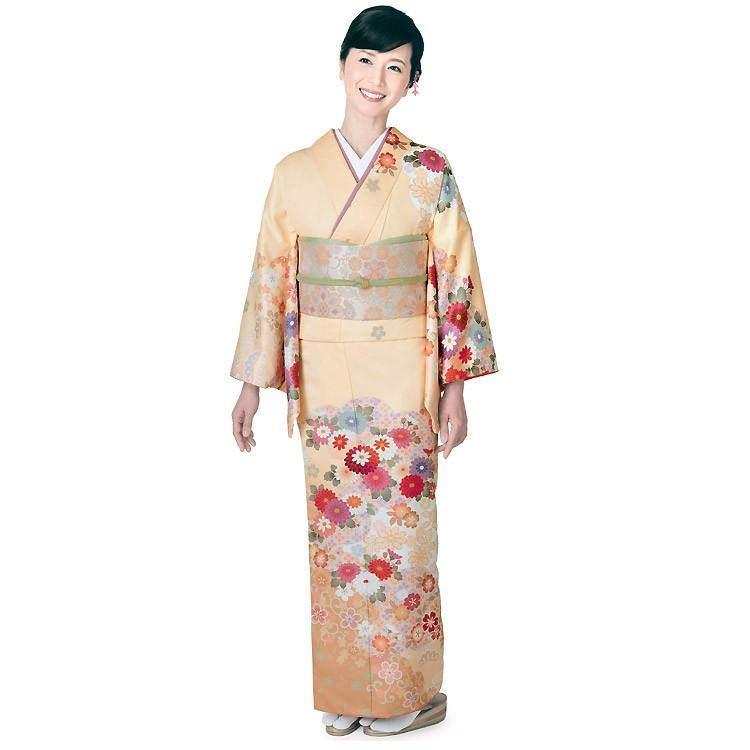 H.L（アッシュ・エル） 訪問着 単品 薄オレンジ地 雲取り吉祥花柄