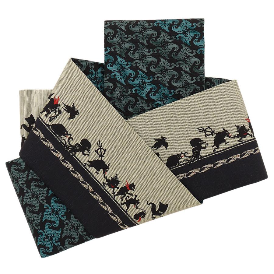 召しませ華 半幅帯 長尺 ベージュ 帯 リバーシブル 召しませ花 百鬼