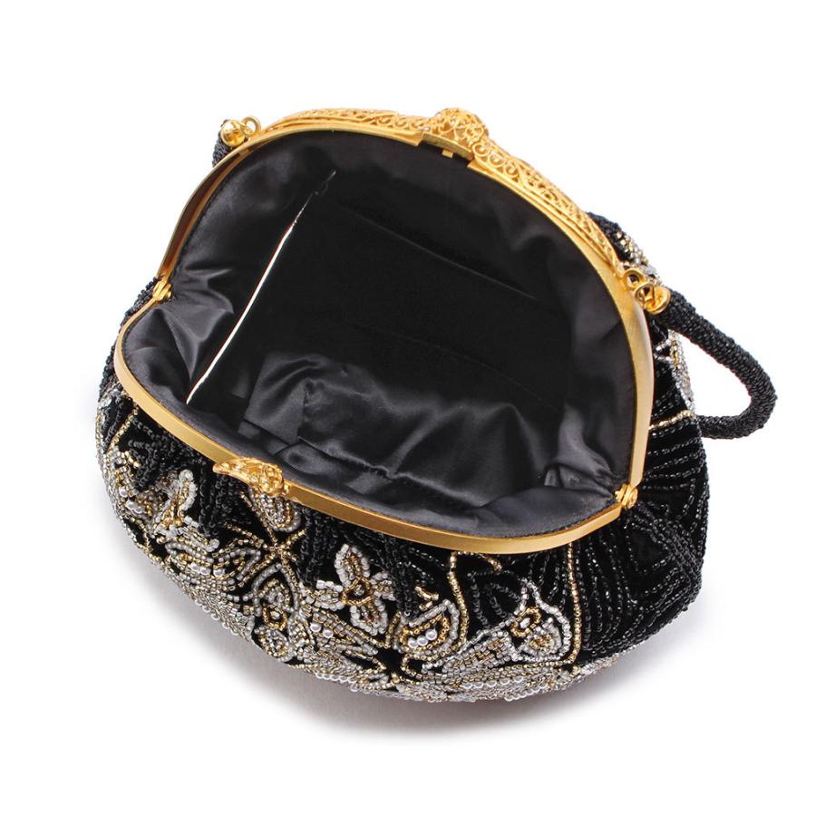 Kisste（キステ） ビーズバッグ 手刺繍 国産グラスビーズ 黒 七宝に華