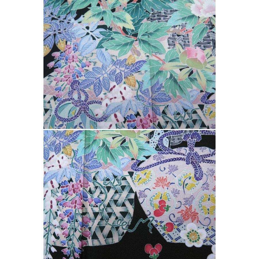 □【中古】美品 本場加賀友禅 魚津誠 作 黒留袖 三つ柏 ハギレなし