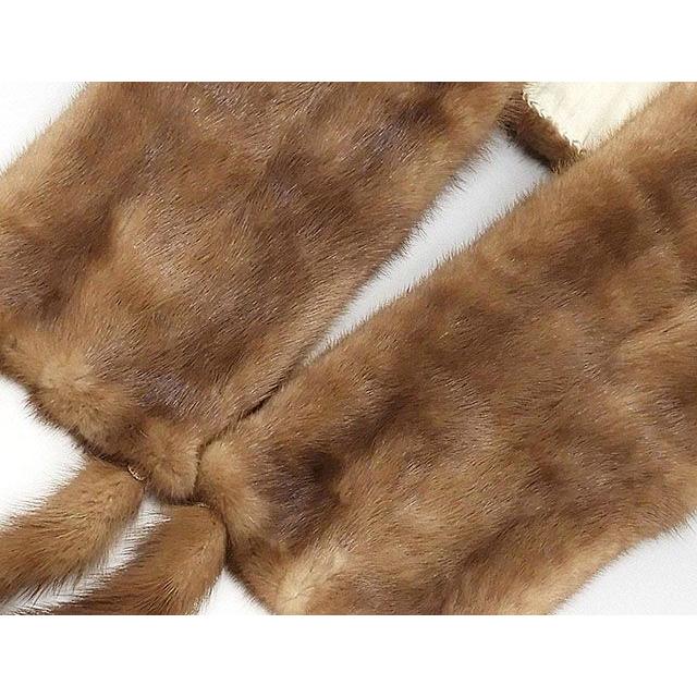 ショール ミンク 毛皮 ストール リアルファー しっぽ付き ブラウン