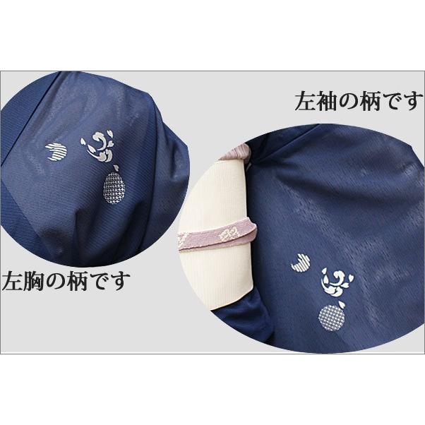 洗える夏着物(絽・付け下げ訪問着) Lフリーサイズ 紺色地に桜柄