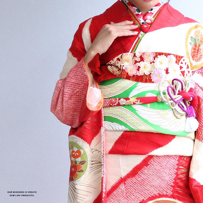 kimono cafe（キモノカフェ） 振袖 帯揚げ 正絹金通し 四君子 刺繍 帯