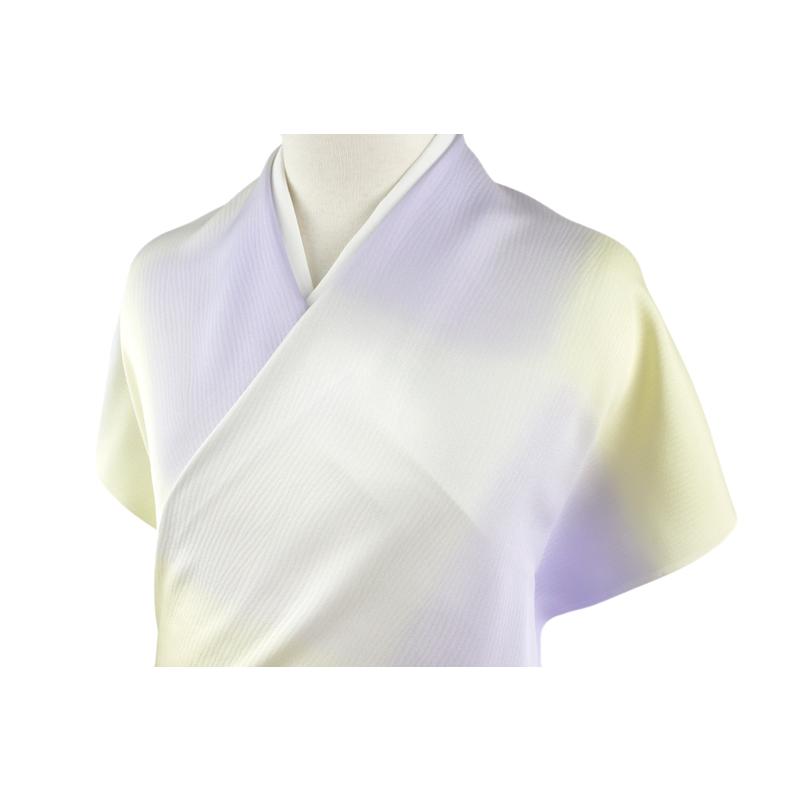 小紋 反物 光悦縮緬 伊と幸 正絹 紫 黄色 白 ぼかし 市松 チェック 縦