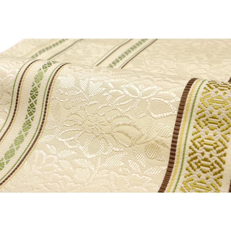 名古屋帯 博多織 八寸 八寸名古屋帯 本場筑前博多織 正絹 薄黄色