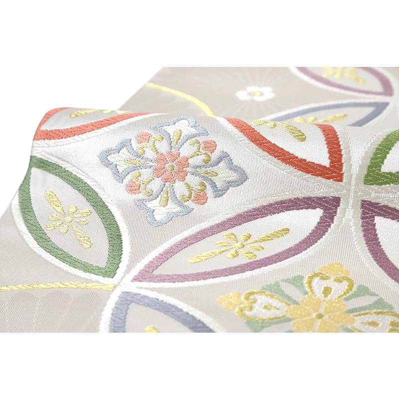 袋帯 銀 唐織 白寿苑 美しいキモノ掲載 七宝繋ぎ 花菱 仕立て上がり