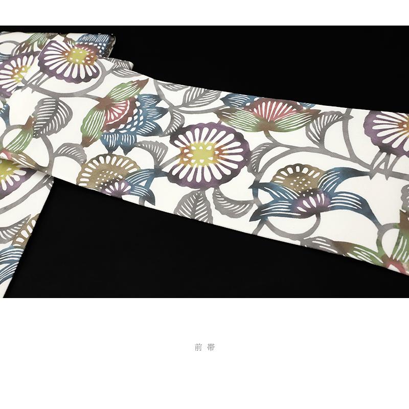 江戸紅型 名古屋帯 紅型染 最駒塩瀬 五泉 白地 花唐草 更紗 正絹