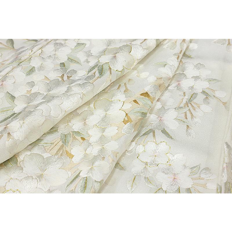 訪問着 手刺繍 総刺繍 正絹 桜 桜枝 駒羽二重 最高級丹後ちりめん 仮絵