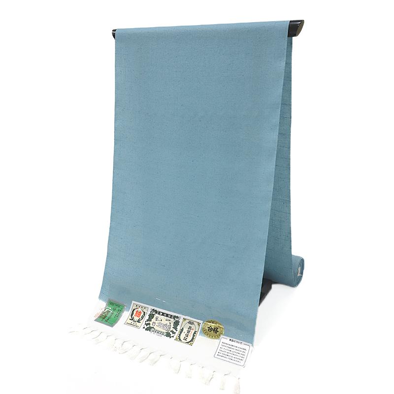 結城紬 正絹 水色 無地 未仕立て 反物 伝統工芸品 お洒落着 カジュアル