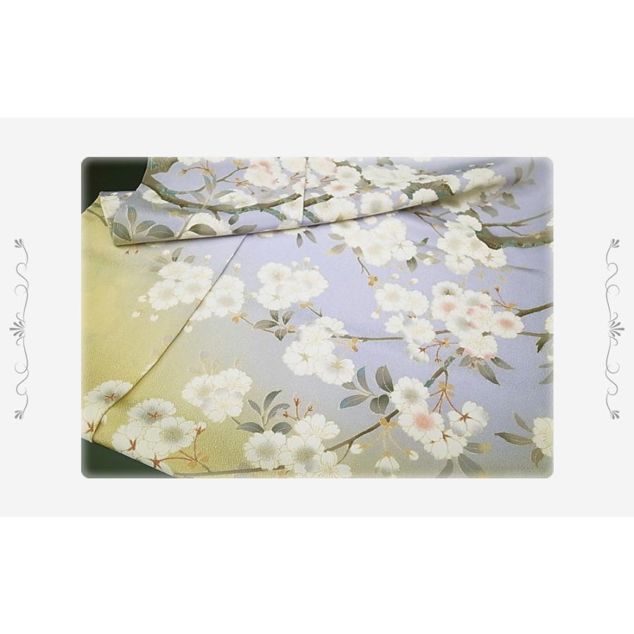 訪問着 正絹 未仕立て 秀美 手描友禅 桜に山吹 優美な訪問着 入学式