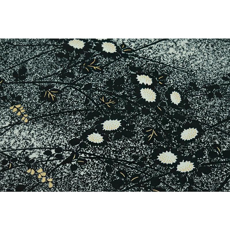 中古 訪問着 正絹 蝋たたき染 黒地 花 たんぽぽ うさぎ 作家物 着物