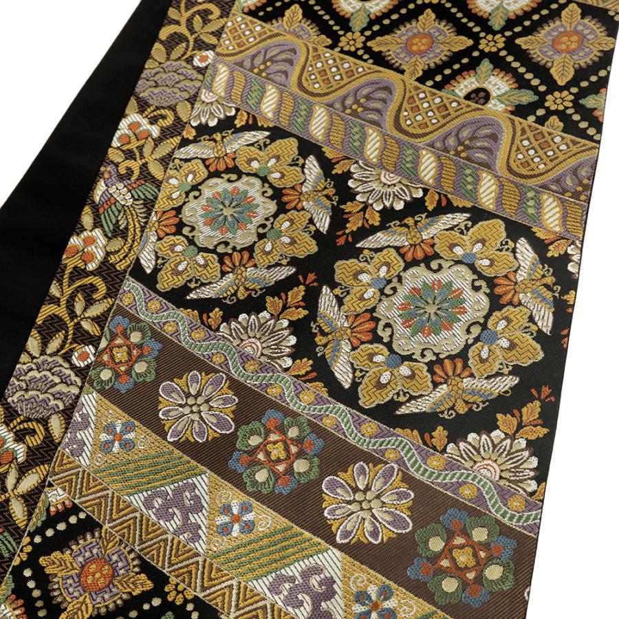 袋帯 黒 フォーマル 礼装用 華紋 花唐草 鳳凰 鳥 唐織 西陣織 正絹