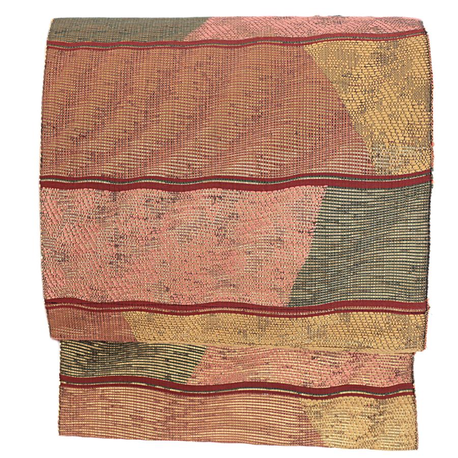 中古 名古屋帯 八寸 博多織 博多帯 リサイクル 正絹 本場筑前博多織 渋