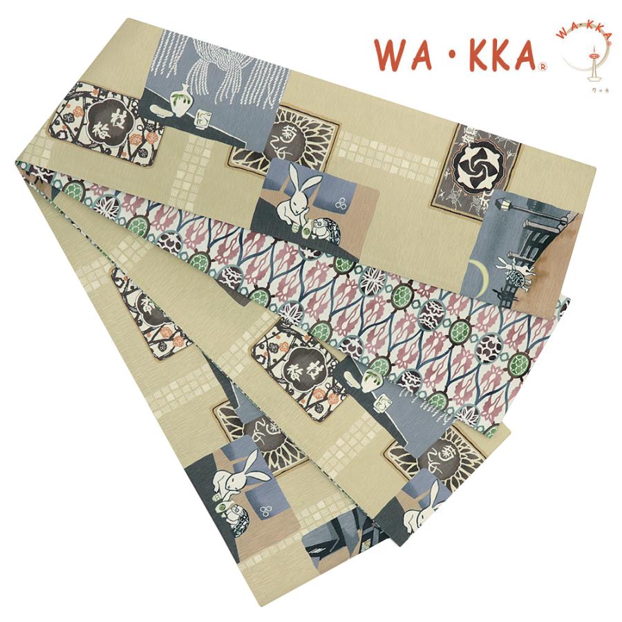 半幅帯 WA・KKA WAKKA ワッカ 「はしご酒」 リバーシブル 正絹