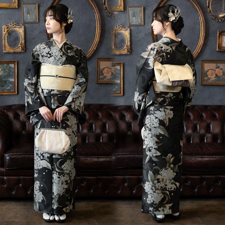 KIMONOMACHI 洗える着物 セット 大きいサイズ「袷着物＋半幅帯の2点