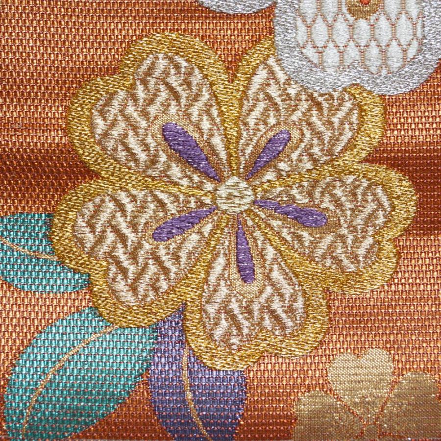 袋帯 段ぼかしに桜花模様 六通柄 金糸 銀糸 振袖向き 帯 送料無料 中古