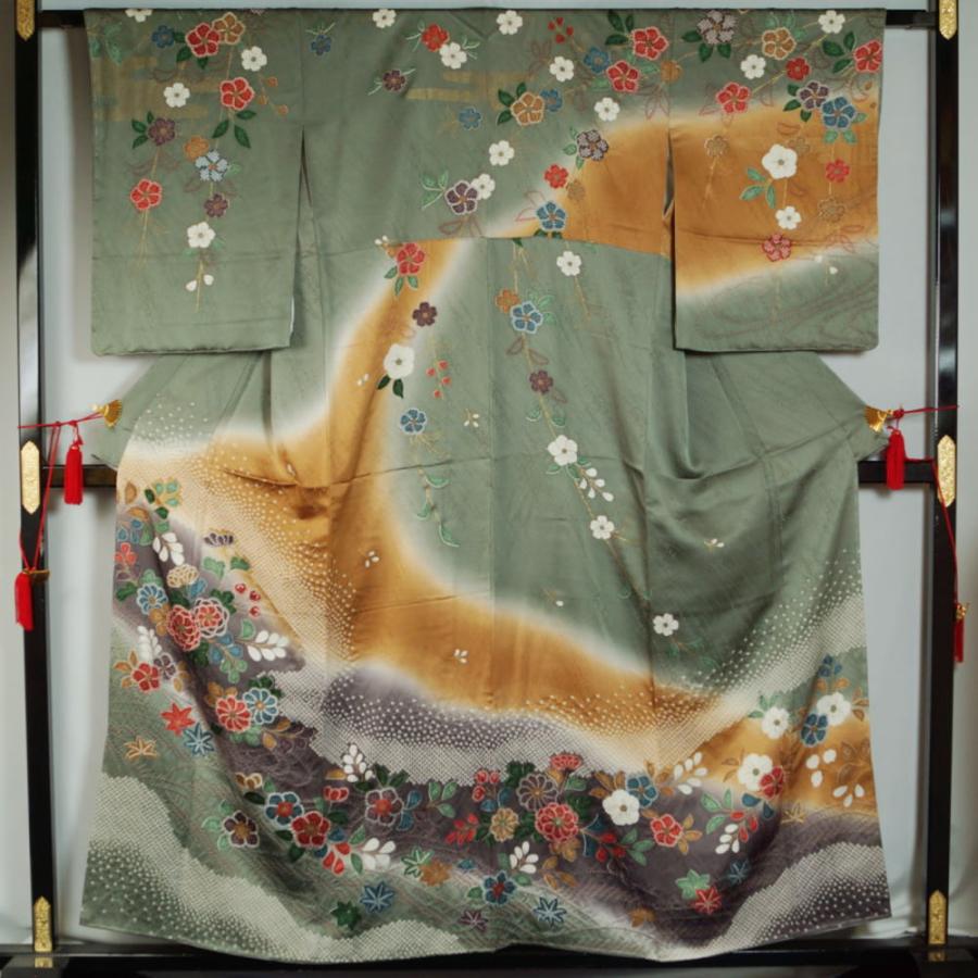 着物セット 訪問着・袋帯 2点 セット Mサイズ 辻が花模様 絞り染め