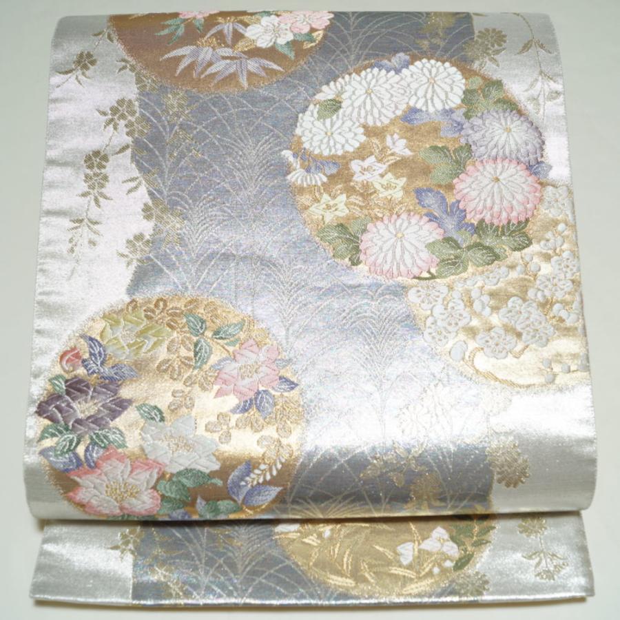 金色 花柄 刺繍袋帯（お仕立て上がり品） スワトウ刺繍 蘇州刺繍 金駒