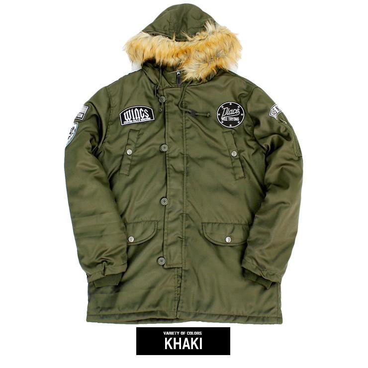 モッズコート メンズ 大きいサイズ ワッペン付き フード 裏ボア ファー