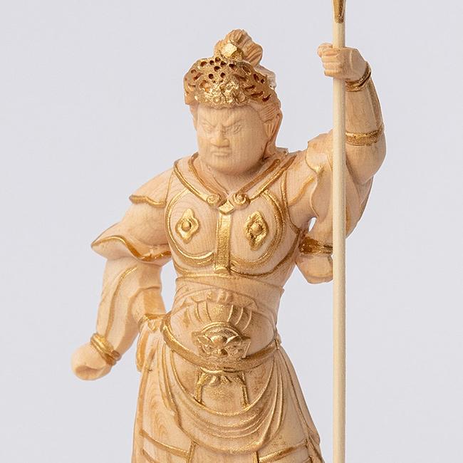 極小仏 泥足毘沙門天(毘沙門天 置物 お守り 上杉謙信 七福神 木彫り