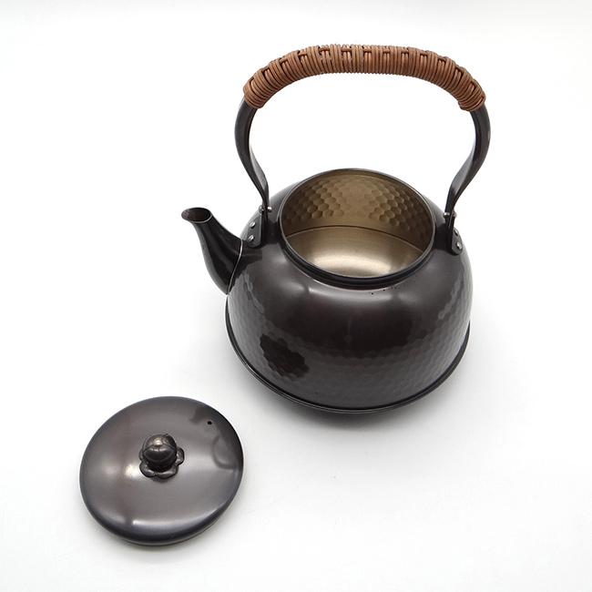 新光堂 COPPER100 純銅 黒銅仕上げ 鎚目湯沸し 2.3L(新光金属 銅製