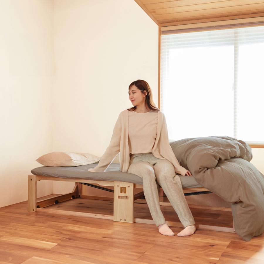 軽量 折りたたみベッド- 桐らくね プレミアム35 【日本製】組立不要
