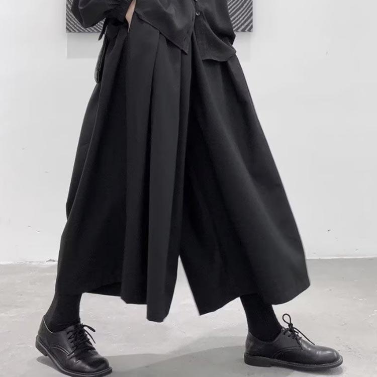 メンズ ワイドパンツ 袴パンツ 大きいサイズ ガウチョパンツ 9分丈