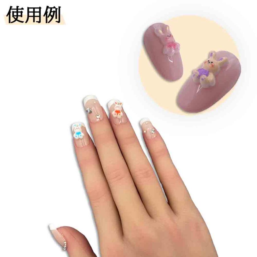 ネイルパーツ うさぎ 10mm 小さめ 混色 ウサギ 100個 3D カラフル