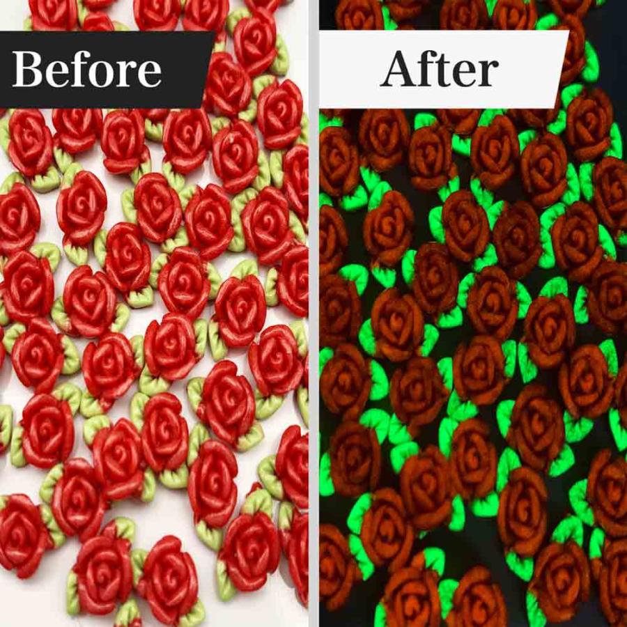 ネイルパーツ 花 10mm 赤 蓄光 フラワー 50個 ぷっくり 立体 3D