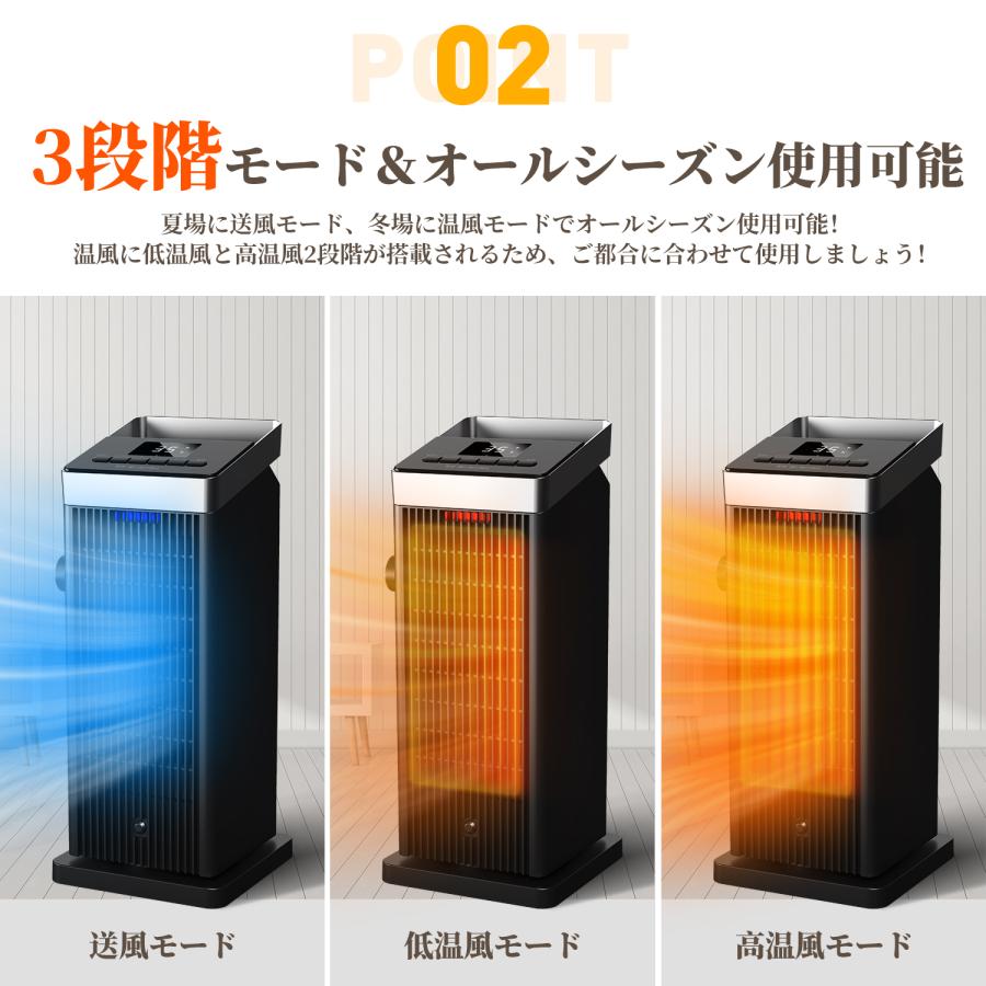 Kloudic 【クーポンで5490円】セラミックヒーター リモコン付き 電気