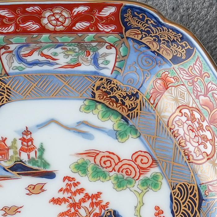 有田焼 復刻古伊万里 錦色絵六角焼皿14cm 【送料無料】 日本製 和柄 和